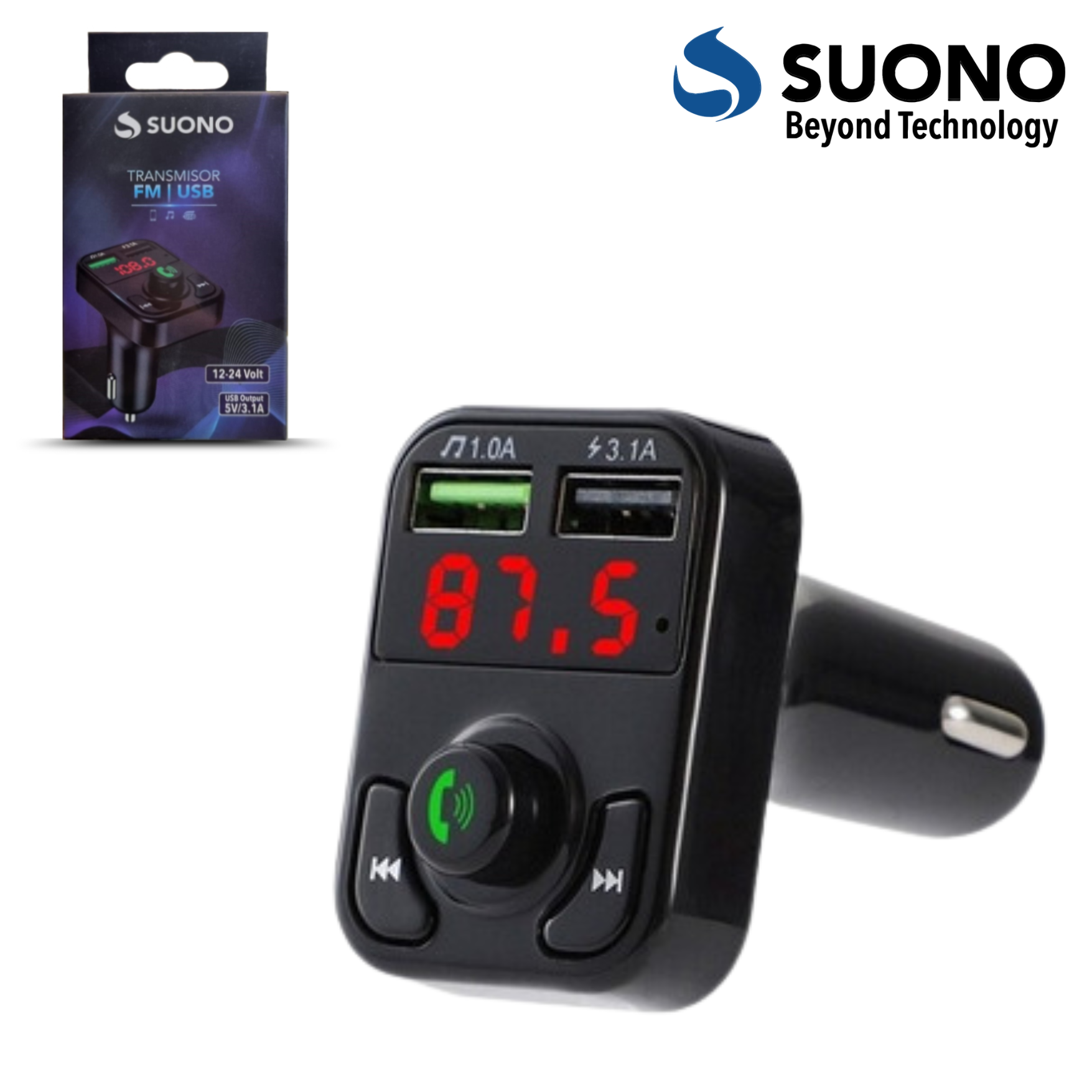 Transmisor SUONO FM/USB 12-24 VOLT - Daz Importadora