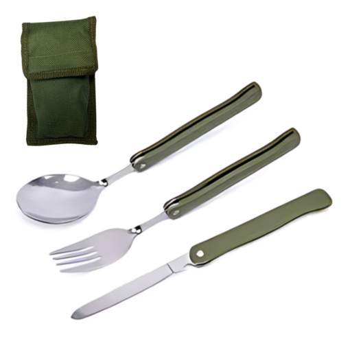 SET DE CUBIERTOS P/CAMPING (estuche verde)