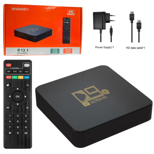 TV BOX 4K 8GB+256GB caja naranja