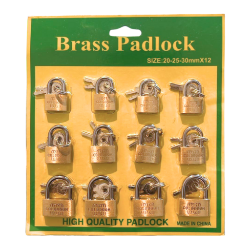 BLISTER DE CANDADO X12 20-25-30MM BRASS PADLOCK
