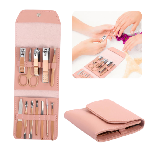 Set de Manicura Estuche de Cuero 12PCS