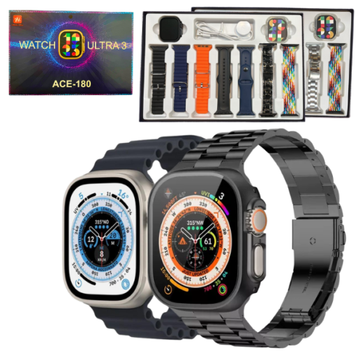 SMARTWATCH ULTRA 3 ACE-180 7 MALLAS Y FUNDA