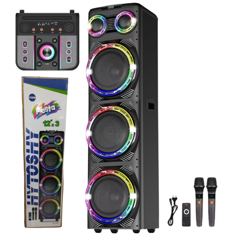 Parlante Torre RGB Bluetooth 3x12" Pulgadas HYTOSHY HY-312A