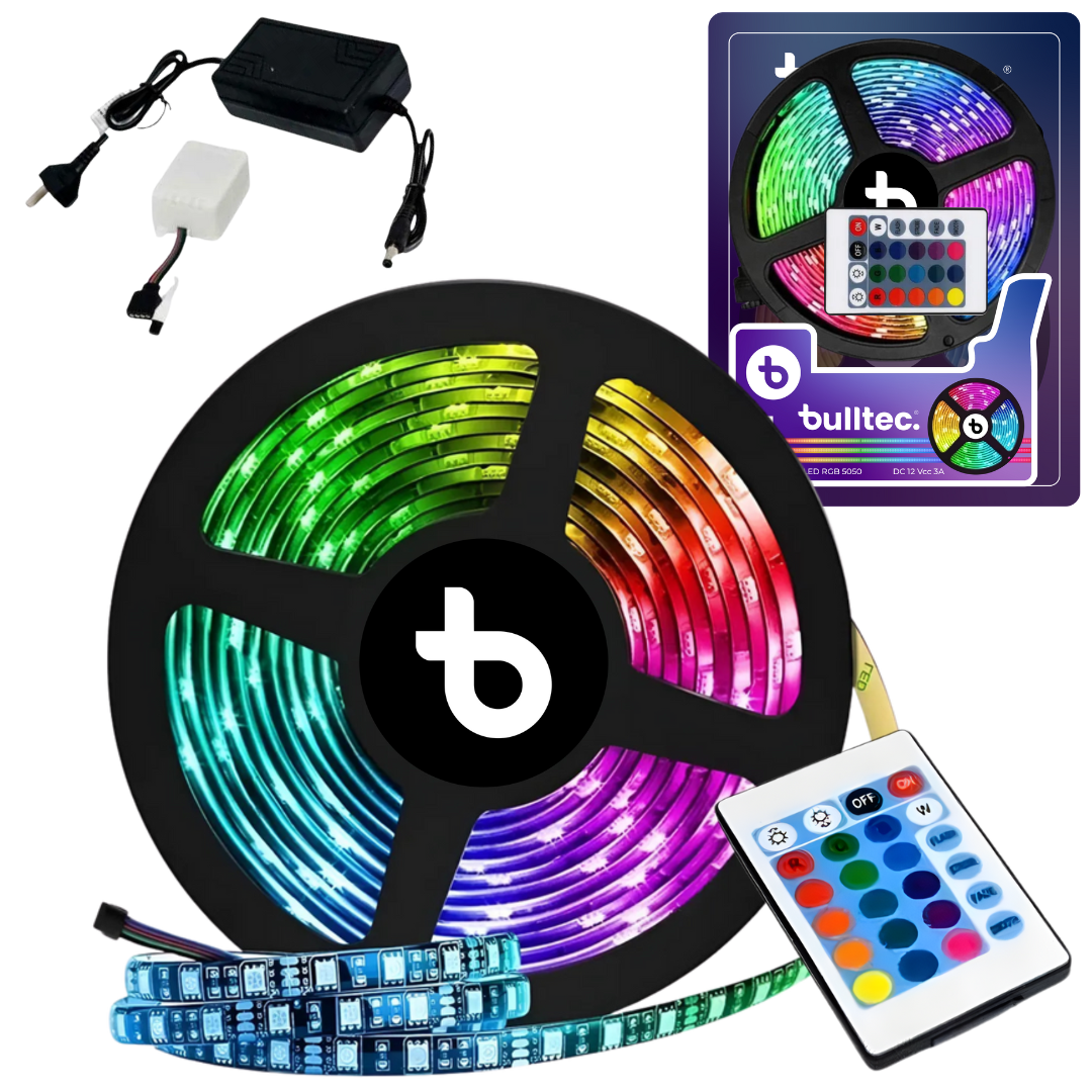 Tira LED RGB 5mts con Control Remoto BULLTEC 5050 Tira LED RGB 5mts con Control Remoto BULLTEC 5050