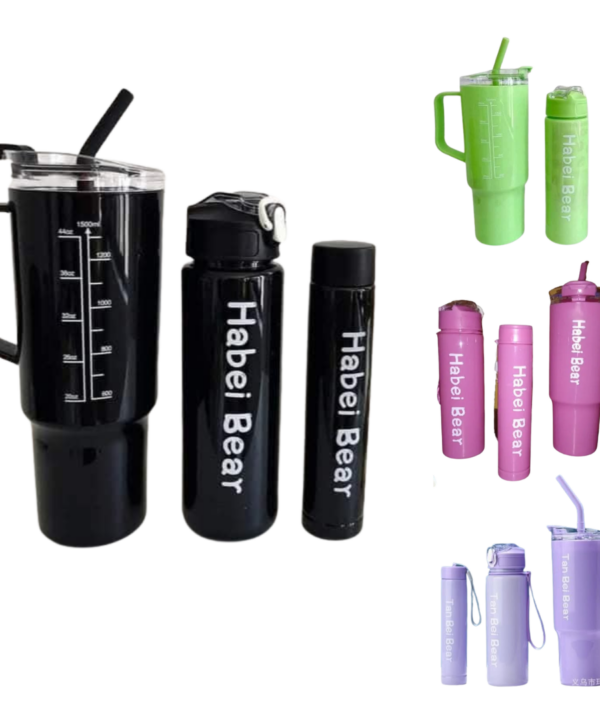 Set Vaso y 2 Botellas de Colores MH004