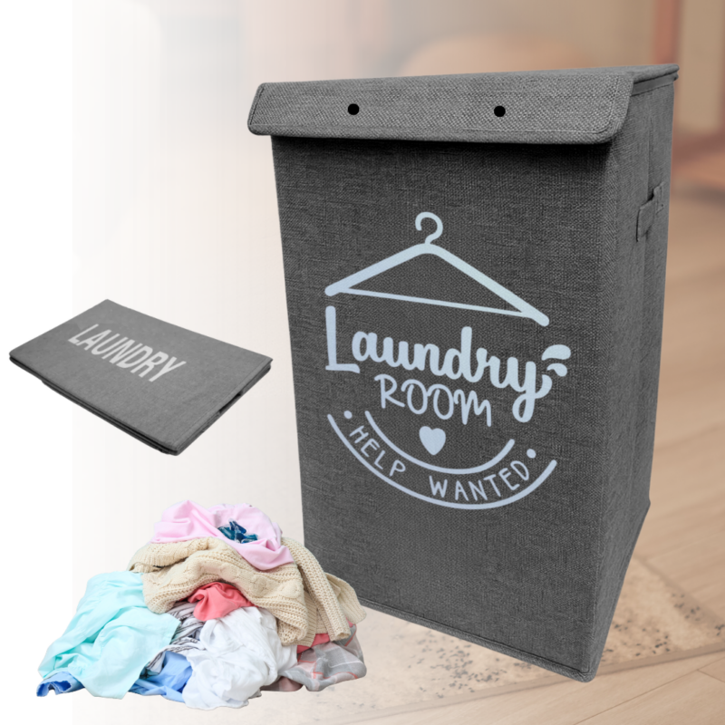 Cesto Plegable Para Ropa Con Tapa a Botones LAUNDRY ROOM 0694