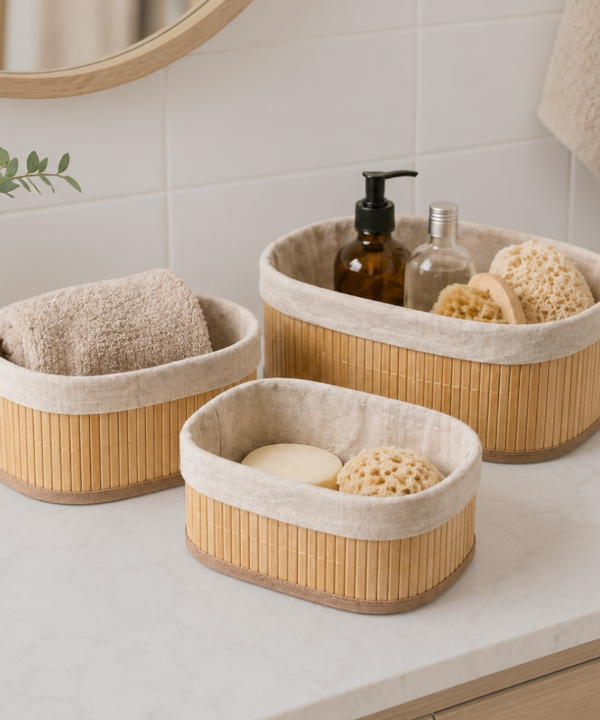 Set Organizadores Bambu x3Pcs Ovalado para Hogar HOG0702