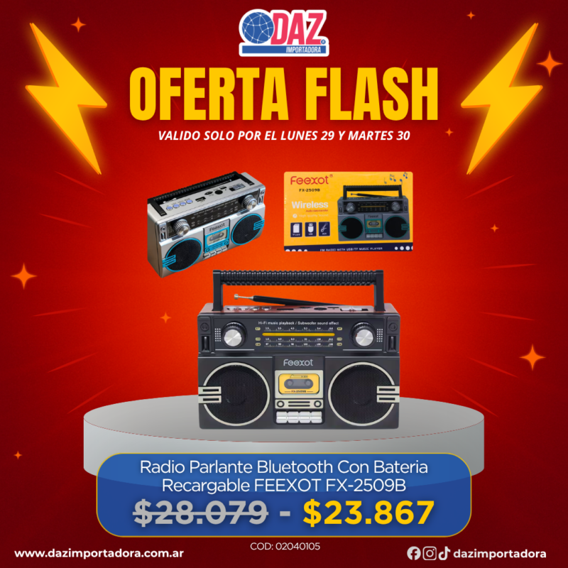 Radio Parlante Bluetooth Con Bateria Recargable FEEXOT FX-2509B