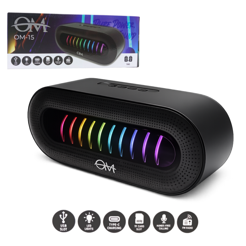 Parlante USB Rgb Tipo C SD FM/AM OM-15