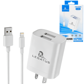 Cargador 2 USB con Cable USB a Lightning LEGATUS 5000B