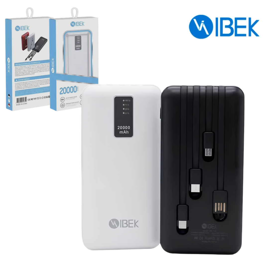 Powerbank 20.000mAh con 4 Cables IBEK PD-170 Powerbank 20.000mAh con 4 Cables IBEK PD-170