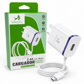 Cargador MICRO con entrada usb ROYALL 2.4A 2400F CABLE INTEG