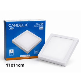 Plafón LED Candela con Base Slim Cuadrada 6W Luz Cálida 6836