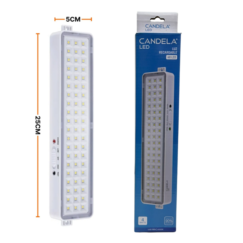 Luz De Emergencia 60 Led Candela 4w Con Batería Recargable