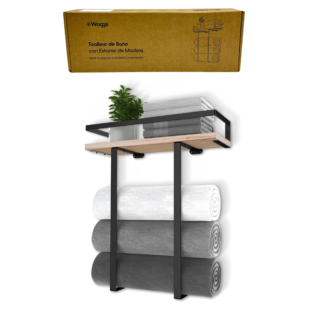 Toallero de Baño con Estante WAGGS ACCB11 Toallero de Baño con Estante WAGGS ACCB11