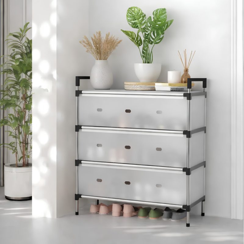 Rack Organizador de Zapatos 4 Niveles 3 Cajones Tapas Antipolvo XJF204