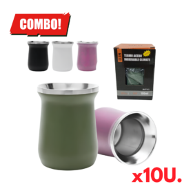 COMBO x10 Mate Termico Acero Inoxidable 180ML MAT-03