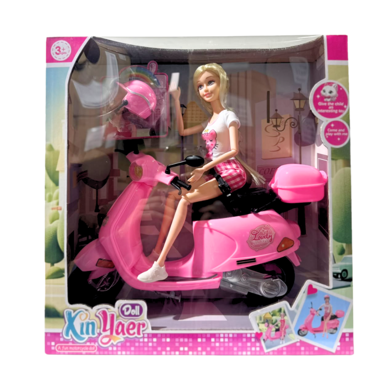 Muñeca Xin Yher con Scooter Rosa y Casco LC56211