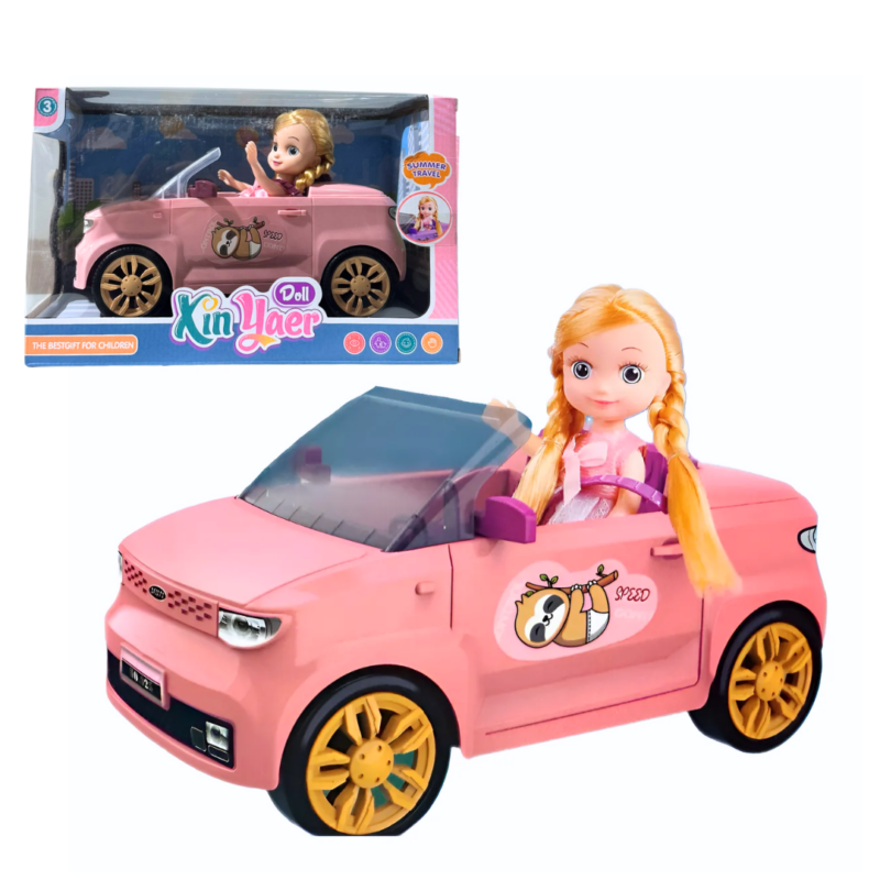 Muñeca con Auto Kin Yaer Rosa LC56191