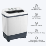 Lavarropas Semi Automatico Con Centrifugado 6kg ORYX LR02 - Imagen 2