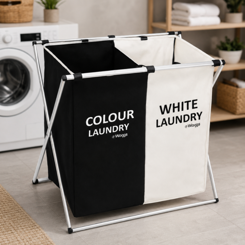 Canasto Para Ropa Negro y Blanco WAGGS CANA1076