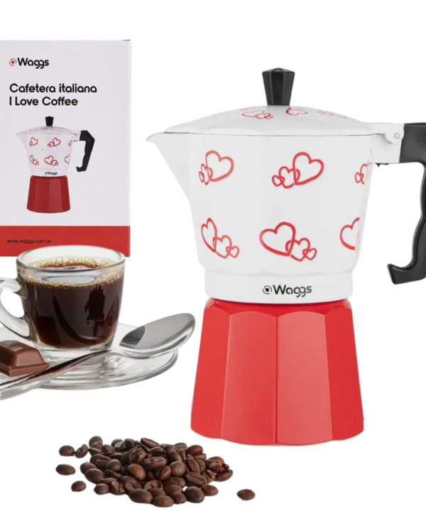 Cafetera Italiana Diseño Love Coffe WAGGS