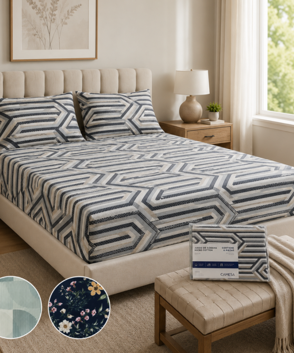 Juego de Sabanas Micro Cotton 4 Piezas QUEEN CAMESA