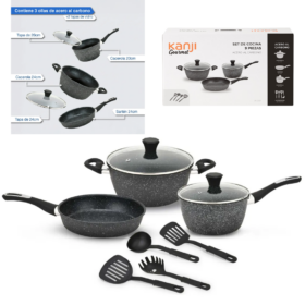 Set de Cocina x9Pcs de Acero al Carbono KANJI JN-C001
