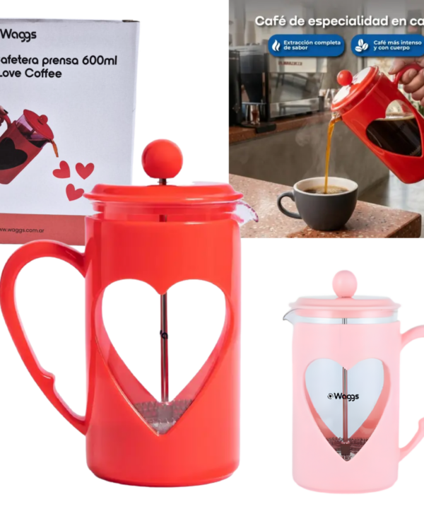 Cafetera Prensa Francesa De Vidrio 600Ml Corazon - WAGGS 1089
