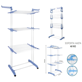 Tender Vertical Plegable 3 Niveles Con Ruedas WAGGS TR003