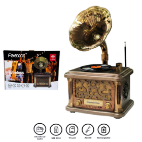 Radio Tocadiscos Retro Fonógrafo BT USB SD Aux Recargable FX-2503BT