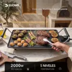 Parrilla Grill Eléctrica Suono 5 Temperaturas Superficie Antiadherente 2000w