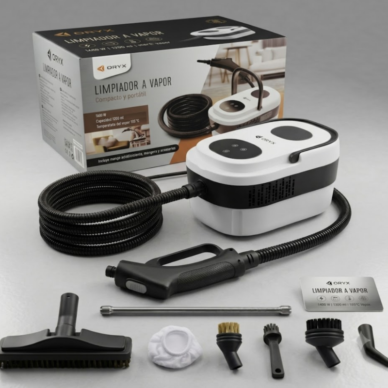 LIMPIADORA A VAPOR CON ACCESORIOS ORYX OR-STC07