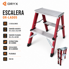 Escalera Plegable Aluminio 2 Escalones OR-LAD05