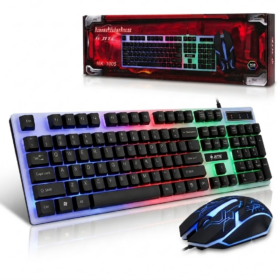 COMBO MOUSE Y TECLADO gamer con luces rgb JITE MK-1005