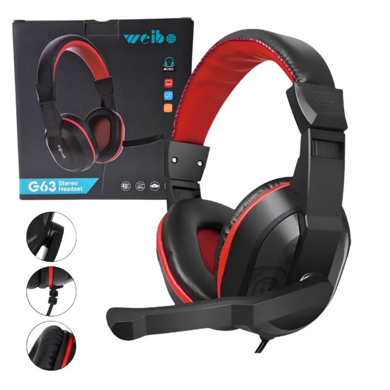 Auriculares Gamer Weibo G63 con Micrófono y Sonido Estéreo