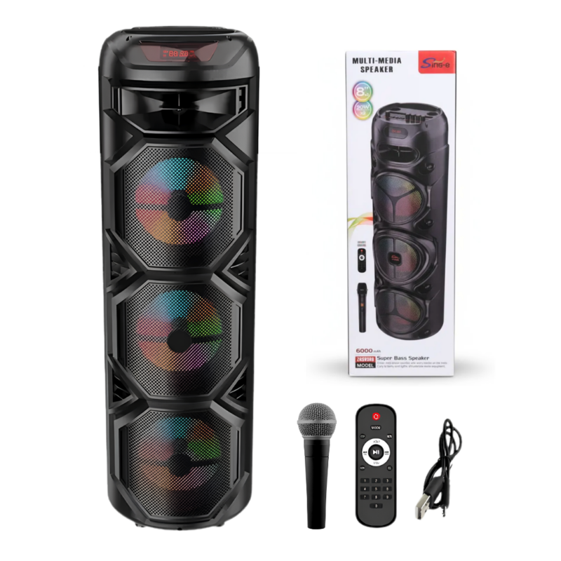 Parlante Torre Bluetooth 60W 3x8" Pulgadas Sing-E ZQS8308