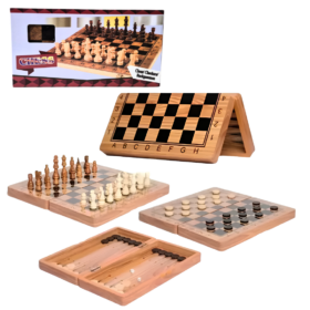 Juego 3 En 1 De Ajedrez Damas Y Backgammon En Madera TP9650