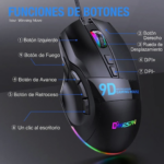 MOUSE GAMER RGB CON CABLE G6 9 BOTONES - Imagen 2