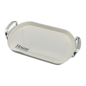Bandeja Elegante Ovalada de Polimero Doble Manija House AD291-02 24x35cm