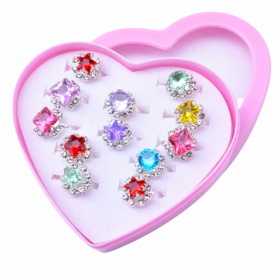 CAJA DE ANILLOS EN FORMA DE CORAZON X12U CON DISEÑOS VARIADOS