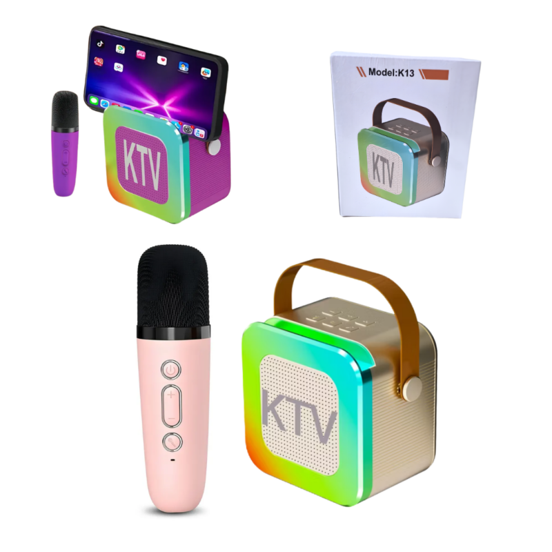 Parlante Bluetooth Luz RGB Portatil Usb + Microfono Karaoke K13