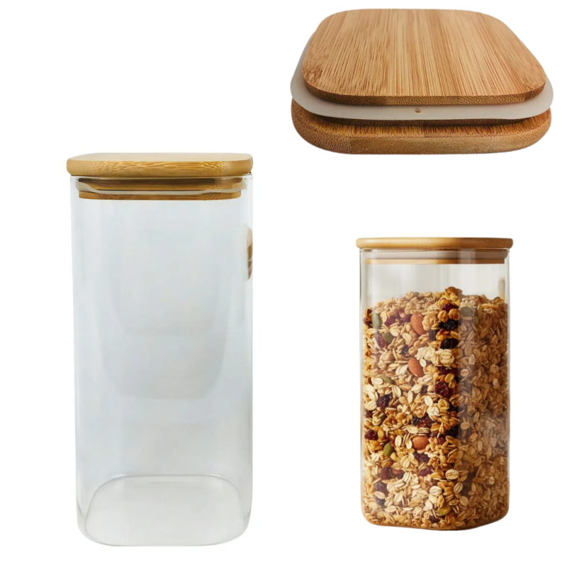 FRASCO DE VIDRIO CON TAPA MADERA 1800ml AD47904