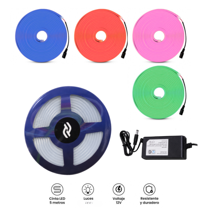 Tira Neon LED 5 Metros COLORES VARIOS 220v