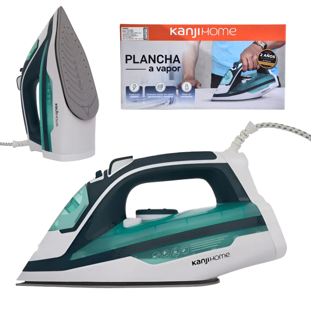 Plancha a Vapor 2200W Base Ceramica KANJI PL2403 Plancha a Vapor 2200W Base Ceramica KANJI PL2403