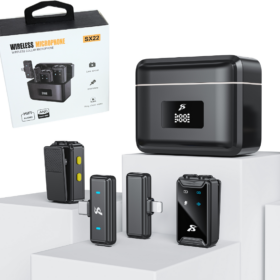 Microfono Corbatero x2 Adaptador C y Lightning Estuche Recargable SX22