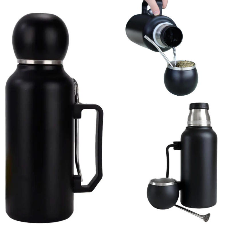 TERMO CON MATE Y BOMBILLA FOOTBALL THERMOS SUS304