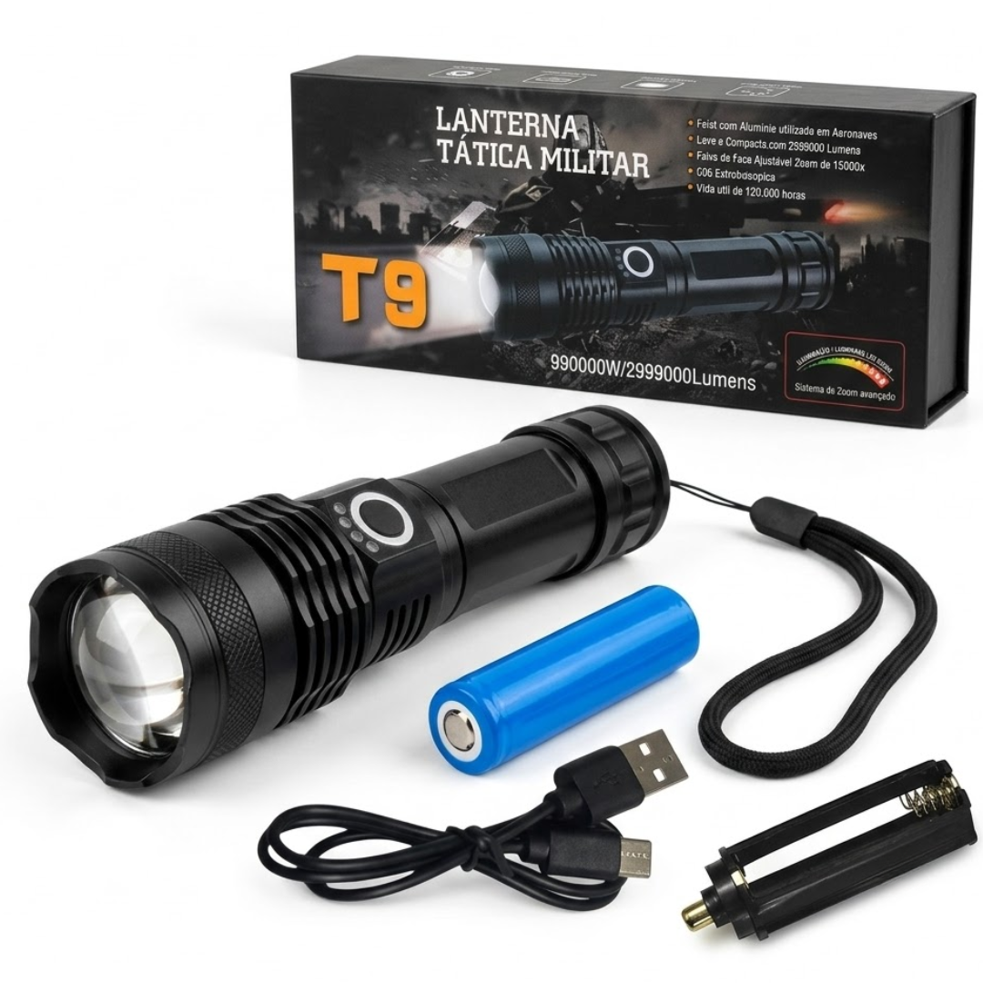 asdasd LINTERNA METALICA TATICA PREMIUM MILITAR T9 - Imagen 1